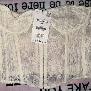 Zara Cream Lace Corset Top